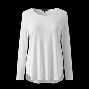 Theory White Side Snap Long Sleeve Tee Size Small